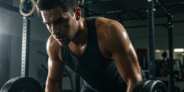 Athlete pushing through a challenging workout to break a fitness plateau