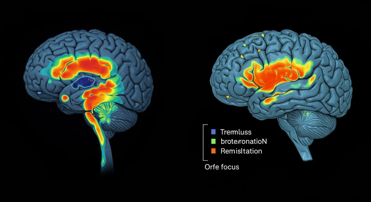 Brain scan showing reduced stress activity after mindfulness meditation.