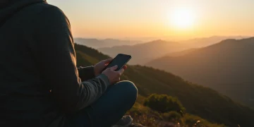 Person enjoying nature during a digital detox for mental clarity