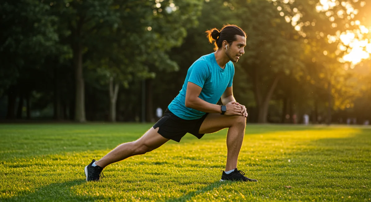 Runner performing dynamic stretches for injury prevention