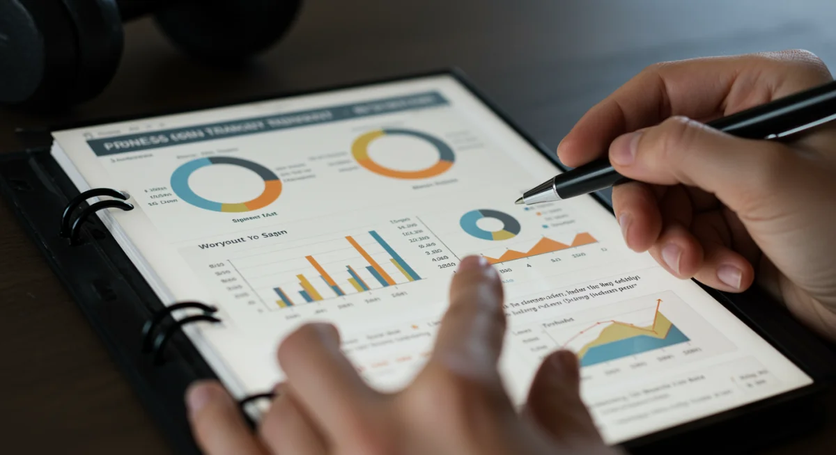 Fitness journal showing detailed progress tracking and workout analysis