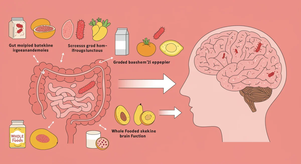 Infographic showing gut-brain axis and ultra-processed food effects