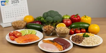 USDA Dietary Guidelines 2025: Impact Your Meal Planning Colorful healthy meal with fruits, vegetables, and whole grains.