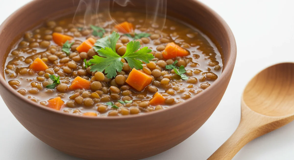 Hearty lentil soup, a comforting and low-glycemic meal option.