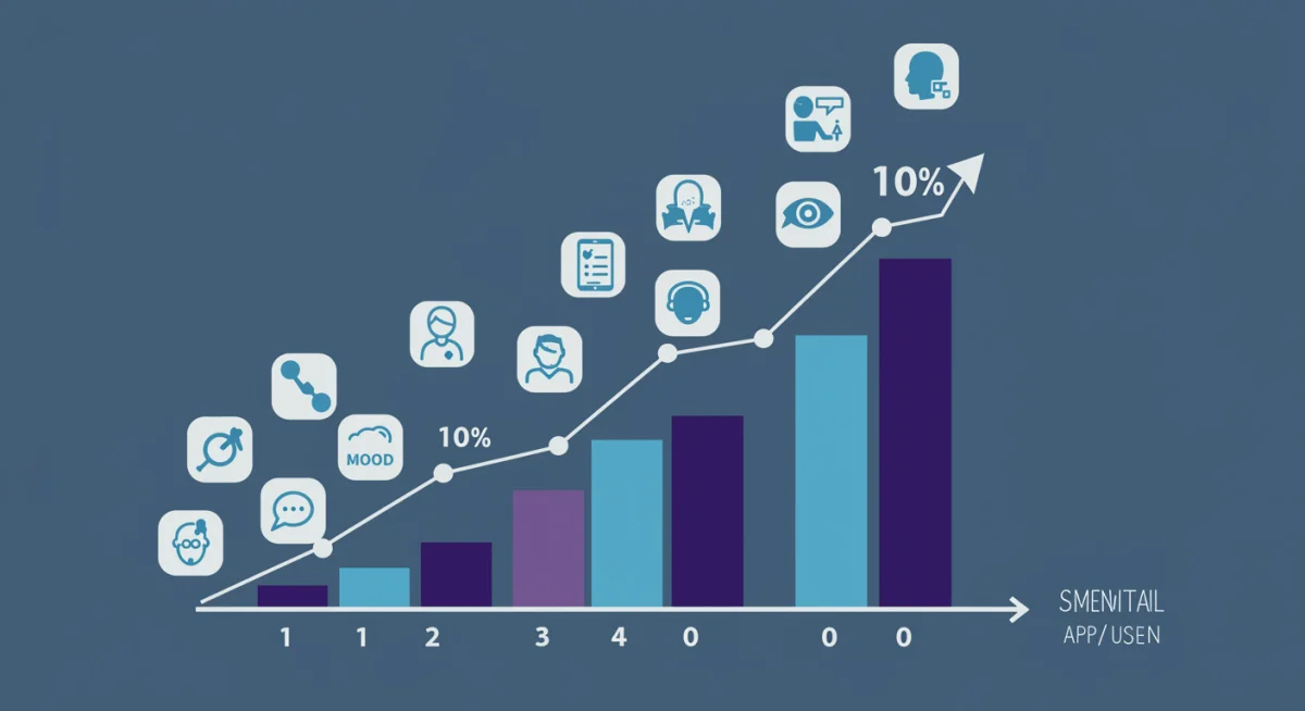 Infographic depicting 10% increase in mental health app usage