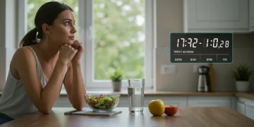 Intermittent Fasting Protocols 2025: Which One is Right for You? Woman contemplating intermittent fasting meal prep in a modern kitchen