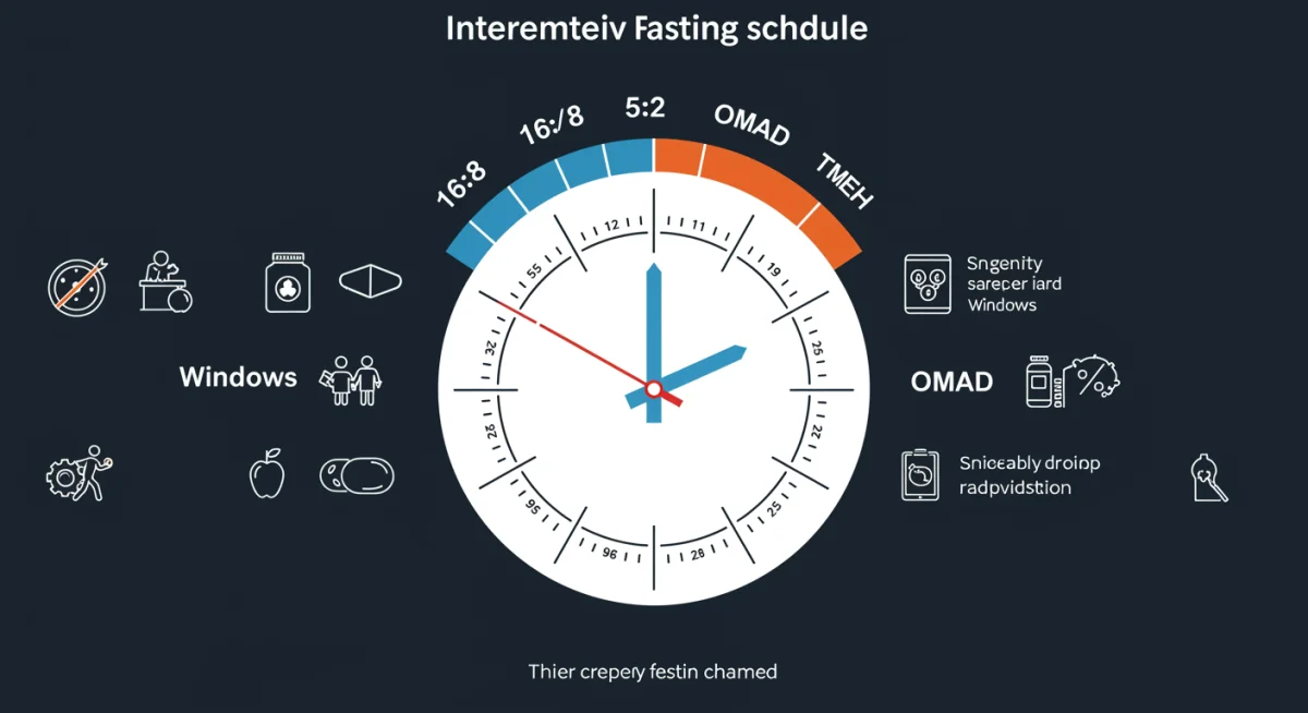 Infographic depicting various intermittent fasting schedules and their durations