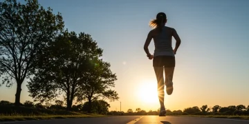 Female runner focused on marathon training plan