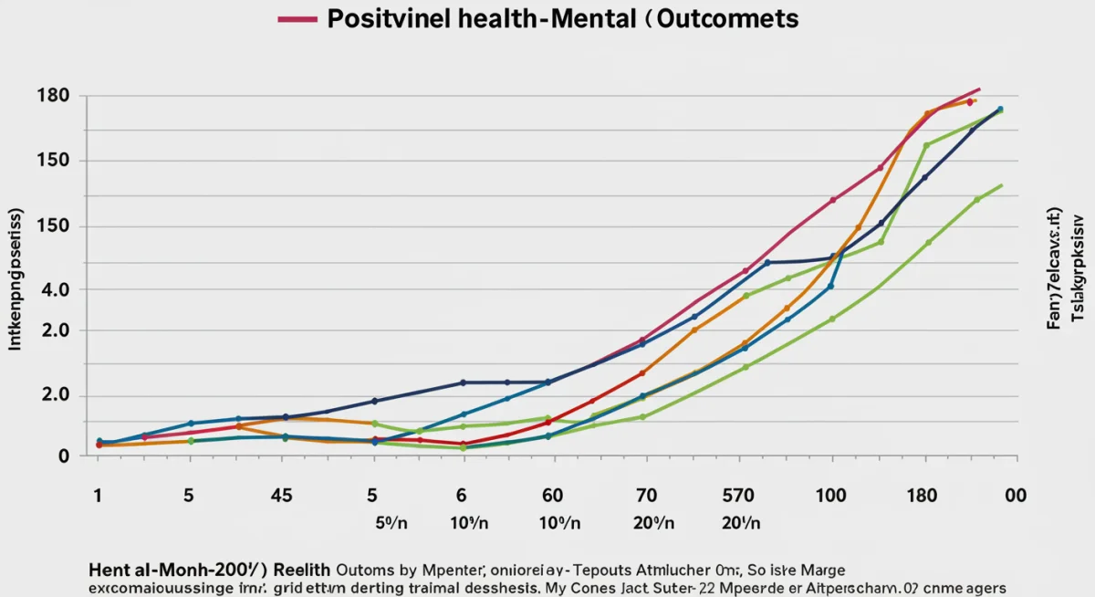 Graph illustrating positive mental health outcome trends over a 12-month period.