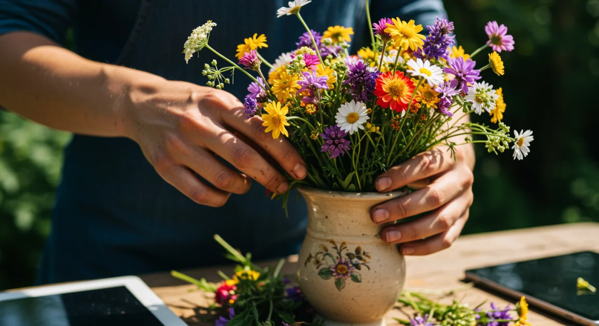 Hands engaged in creative non-digital activity, promoting mental well-being