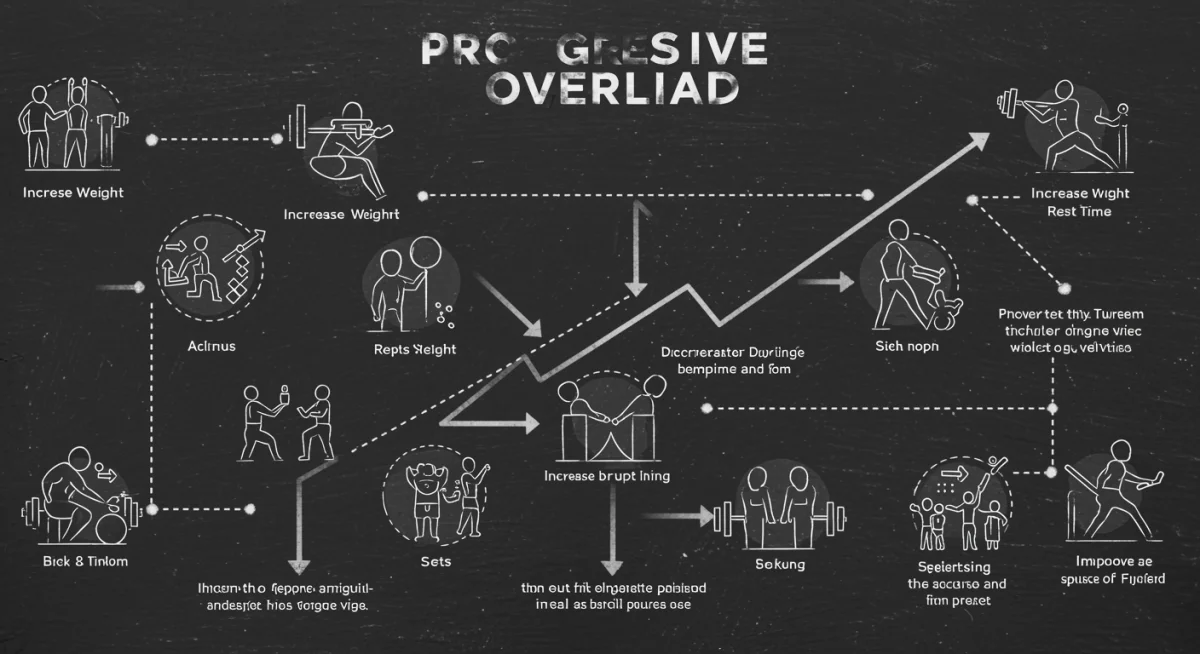 Infographic detailing methods of progressive overload for strength gains