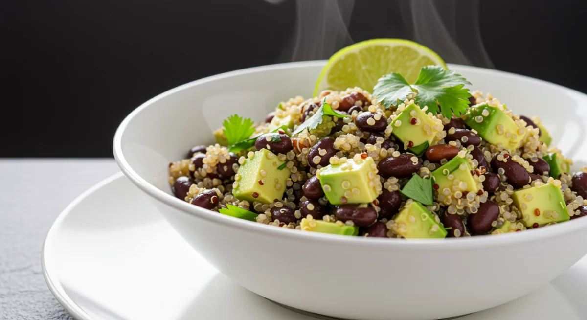 Hearty quinoa and black bean salad, a high-fiber meal for weight management