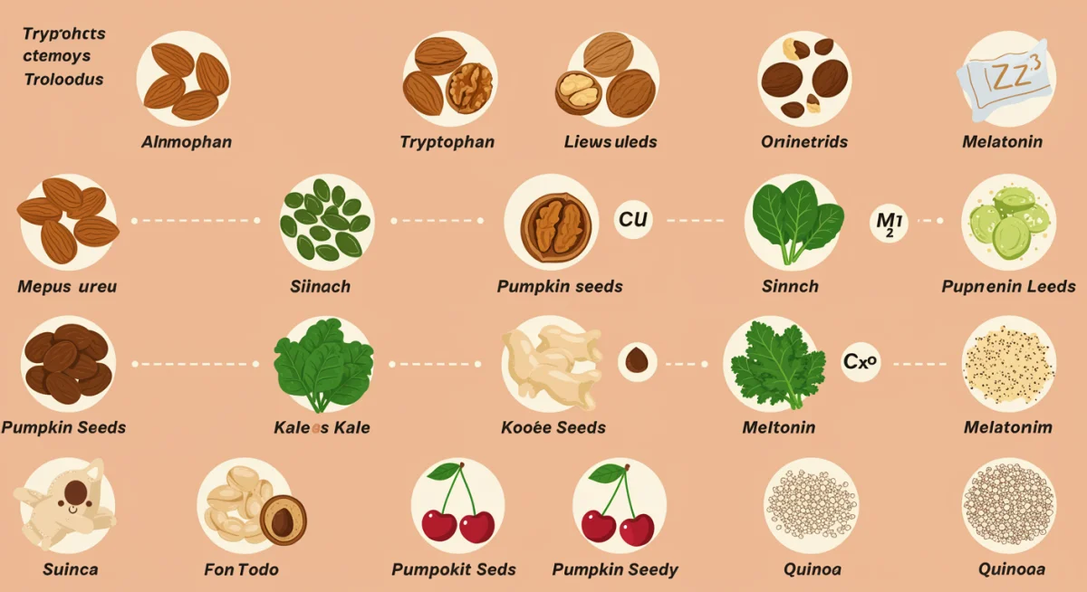 Infographic of sleep-promoting foods and their nutrients