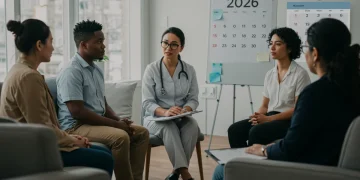 Group therapy session illustrating mental health support and insurance coverage changes in 2026.