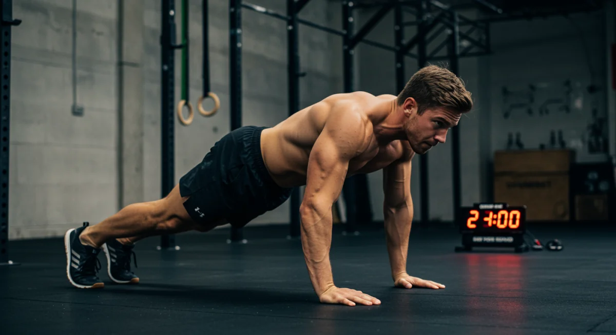 Man performing a burpee during a HIIT workout