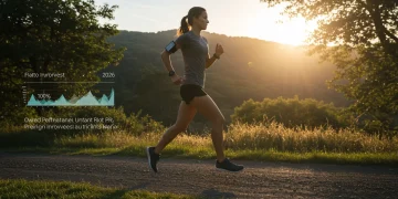 Female runner on a trail, focused on achieving advanced running goals and a 10% personal record improvement.