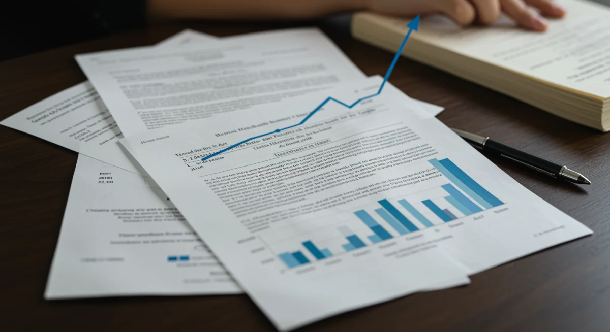 Data charts and policy documents illustrating mental health parity regulations