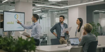 Professionals discussing 2026 CDC mental health guidelines in a modern office