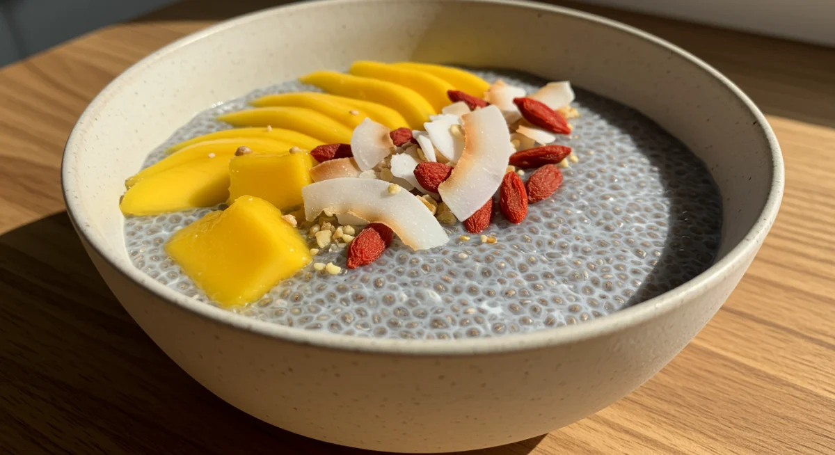 Zenith Chia Pudding with mango and coconut for morning energy