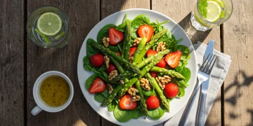 Vibrant spring salad with fresh seasonal produce in the US